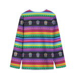 Sugar Skull Mexican Serape Pattern Print Long Sleeve Short Coat