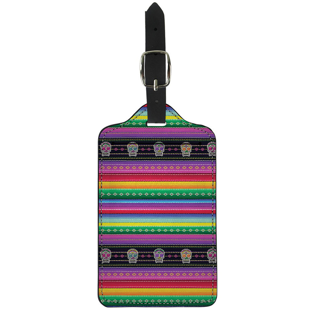 Sugar Skull Mexican Serape Pattern Print Luggage Tag