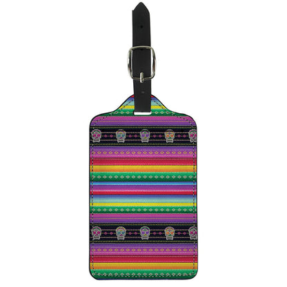 Sugar Skull Mexican Serape Pattern Print Luggage Tag