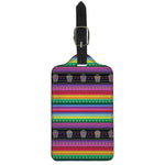 Sugar Skull Mexican Serape Pattern Print Luggage Tag