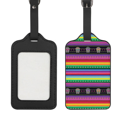 Sugar Skull Mexican Serape Pattern Print Luggage Tag