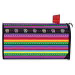 Sugar Skull Mexican Serape Pattern Print Mailbox Cover