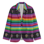 Sugar Skull Mexican Serape Pattern Print Men's Blazer