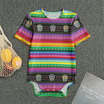 Sugar Skull Mexican Serape Pattern Print Men's Bodysuit