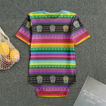 Sugar Skull Mexican Serape Pattern Print Men's Bodysuit
