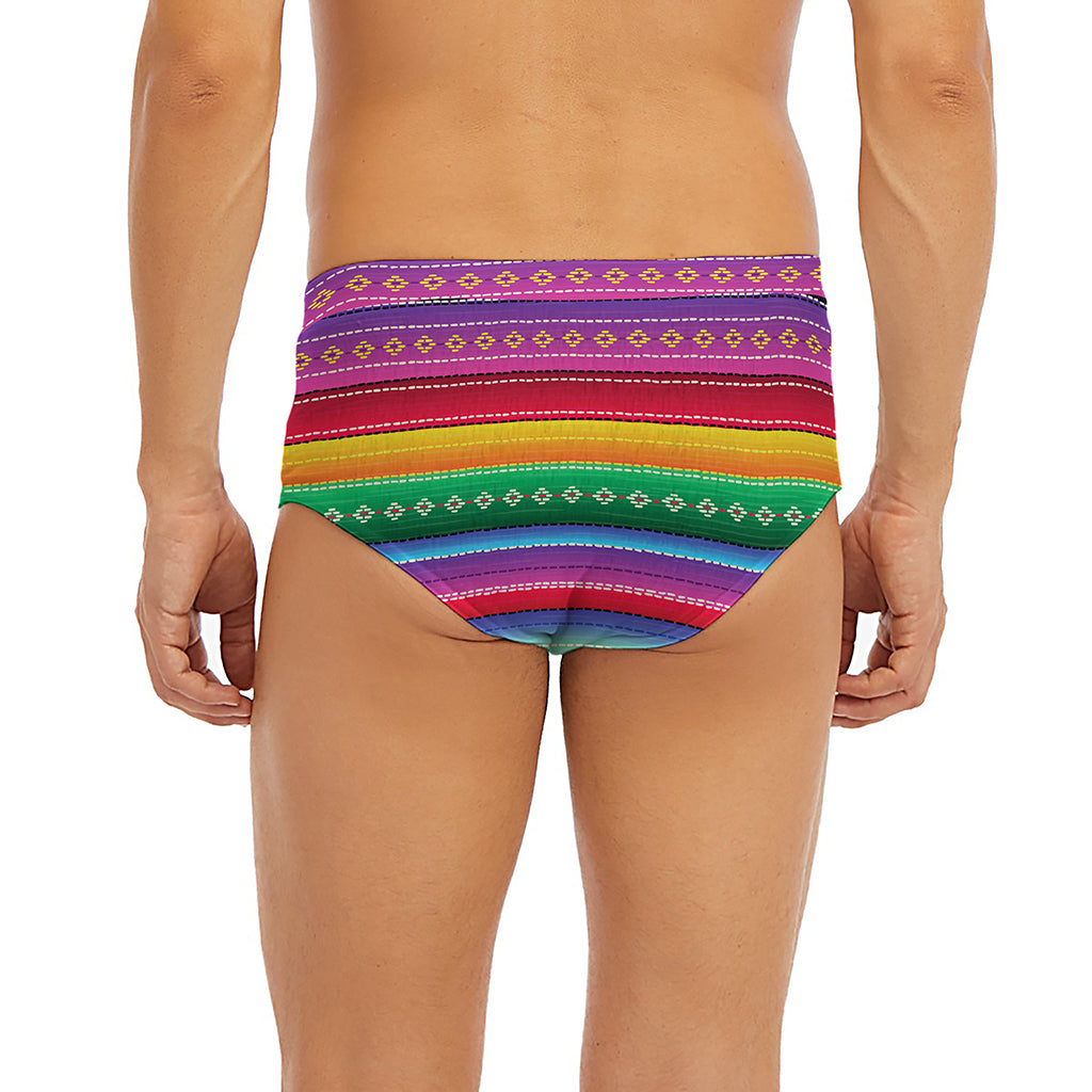 Sugar Skull Mexican Serape Pattern Print Men's Briefs