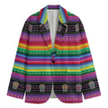 Sugar Skull Mexican Serape Pattern Print Men's Cotton Blazer