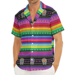 Sugar Skull Mexican Serape Pattern Print Men's Deep V-Neck Shirt