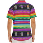 Sugar Skull Mexican Serape Pattern Print Men's Deep V-Neck Shirt