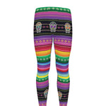 Sugar Skull Mexican Serape Pattern Print Men's leggings