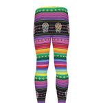 Sugar Skull Mexican Serape Pattern Print Men's leggings