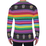 Sugar Skull Mexican Serape Pattern Print Men's Long Sleeve T-Shirt