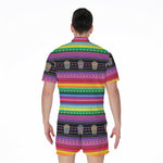 Sugar Skull Mexican Serape Pattern Print Men's Rompers