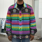 Sugar Skull Mexican Serape Pattern Print Men's Shirt Jacket