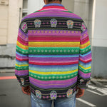 Sugar Skull Mexican Serape Pattern Print Men's Shirt Jacket