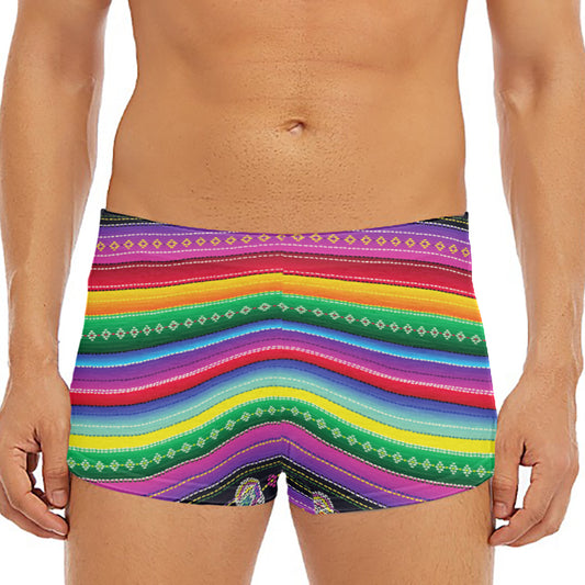 Sugar Skull Mexican Serape Pattern Print Men's Short Boxer Briefs