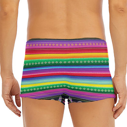 Sugar Skull Mexican Serape Pattern Print Men's Short Boxer Briefs
