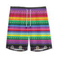 Sugar Skull Mexican Serape Pattern Print Men's Athletic Shorts