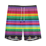 Sugar Skull Mexican Serape Pattern Print Men's Sports Shorts