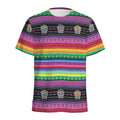 Sugar Skull Mexican Serape Pattern Print Men's Athletic T-Shirt