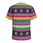 Sugar Skull Mexican Serape Pattern Print Men's Sports T-Shirt