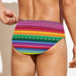 Sugar Skull Mexican Serape Pattern Print Men's Swim Briefs