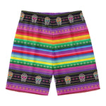 Sugar Skull Mexican Serape Pattern Print Men's Swim Trunks