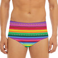 Sugar Skull Mexican Serape Pattern Print Men's Triangle Swim Briefs