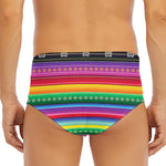 Sugar Skull Mexican Serape Pattern Print Men's Triangle Swim Briefs