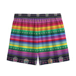 Sugar Skull Mexican Serape Pattern Print Mesh Shorts