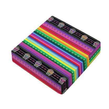 Sugar Skull Mexican Serape Pattern Print Outdoor Seat Cushion Cover