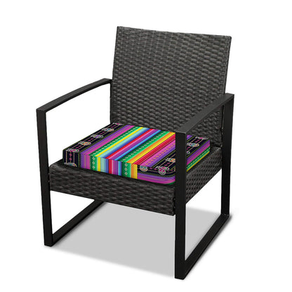 Sugar Skull Mexican Serape Pattern Print Outdoor Seat Cushion Cover