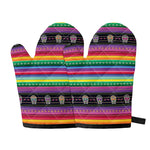 Sugar Skull Mexican Serape Pattern Print Oven Mitts