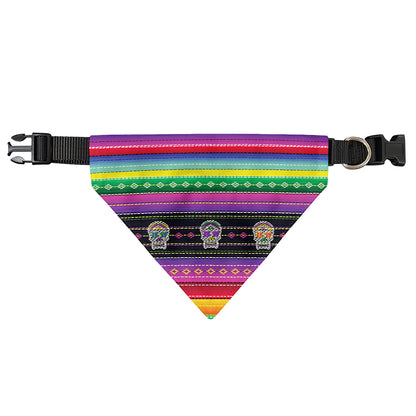 Sugar Skull Mexican Serape Pattern Print Over The Collar Dog Bandana