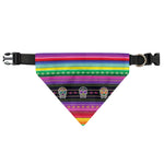 Sugar Skull Mexican Serape Pattern Print Over The Collar Dog Bandana
