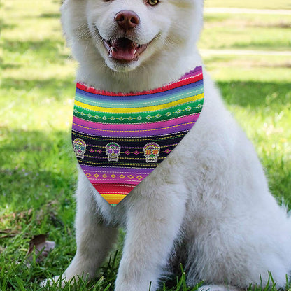 Sugar Skull Mexican Serape Pattern Print Over The Collar Dog Bandana