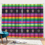 Sugar Skull Mexican Serape Pattern Print Pencil Pleat Curtains