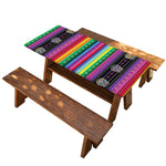 Sugar Skull Mexican Serape Pattern Print Picnic Table Cover