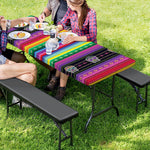 Sugar Skull Mexican Serape Pattern Print Picnic Table Cover