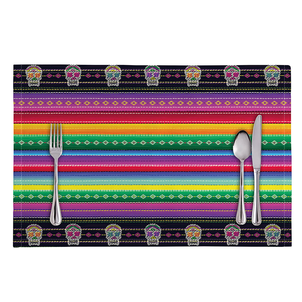 Sugar Skull Mexican Serape Pattern Print Placemat
