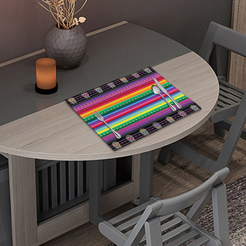 Sugar Skull Mexican Serape Pattern Print Placemat