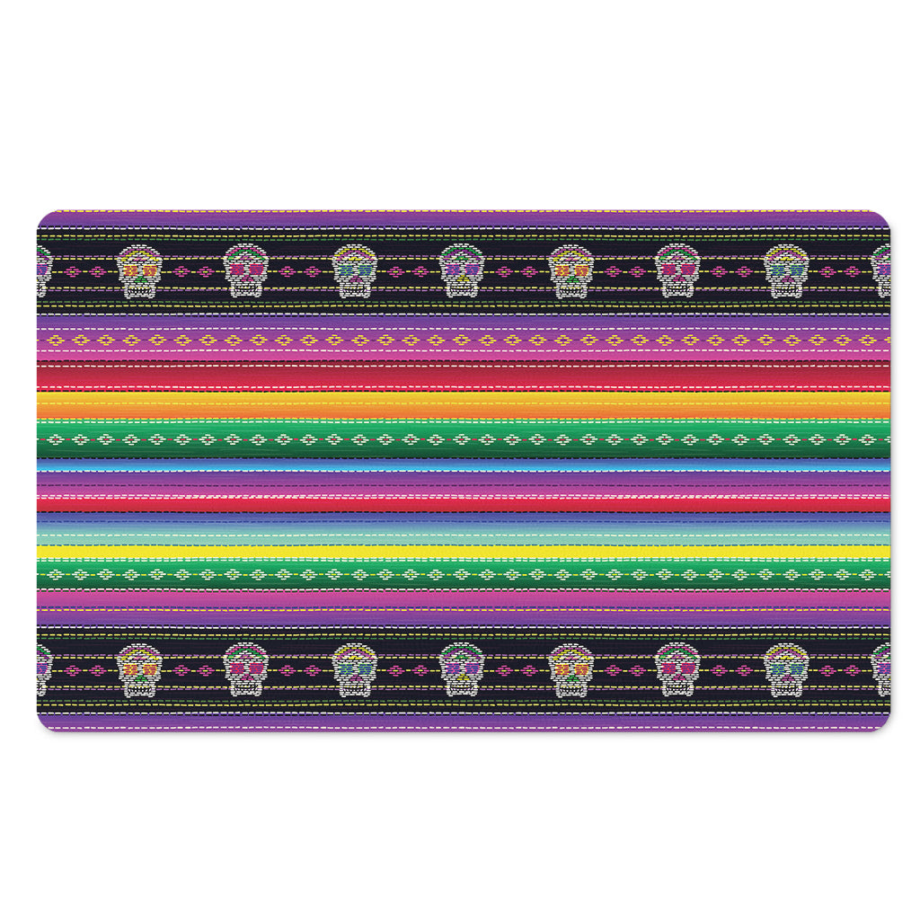 Sugar Skull Mexican Serape Pattern Print Polyester Doormat