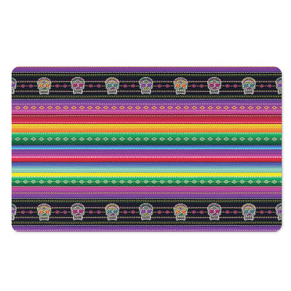 Sugar Skull Mexican Serape Pattern Print Polyester Doormat