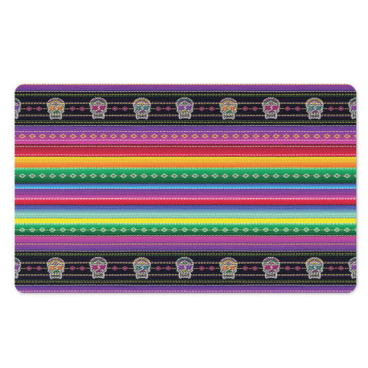 Sugar Skull Mexican Serape Pattern Print Polyester Doormat