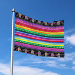 Sugar Skull Mexican Serape Pattern Print Polyester Flag