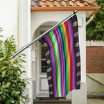 Sugar Skull Mexican Serape Pattern Print Polyester Flag