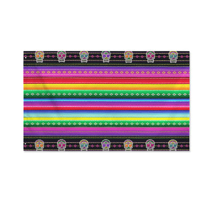 Sugar Skull Mexican Serape Pattern Print Polyester Flag