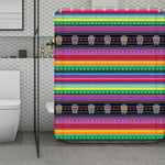 Sugar Skull Mexican Serape Pattern Print Polyester Shower Curtain