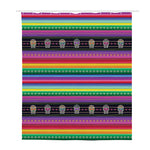 Sugar Skull Mexican Serape Pattern Print Polyester Shower Curtain