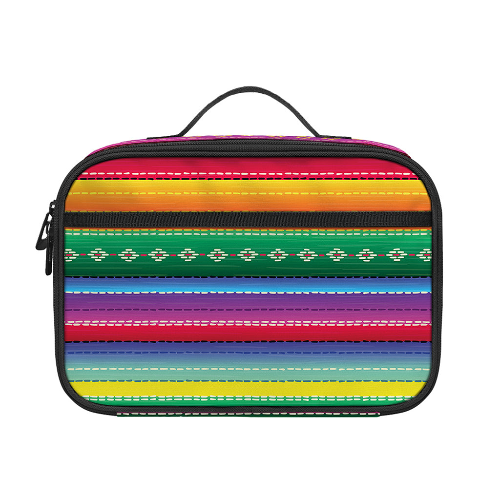 Sugar Skull Mexican Serape Pattern Print Portable Lunch Bag